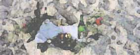 Macumba offering in sand on Rio beach